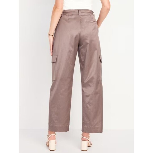 Old Navy Satin Cargo Barrel Wide-Leg Pants Womens 12 Rose Mauve NEW - Picture 2 of 11